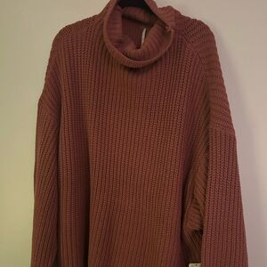Free people Marsala sweater over sized Cowl neck maroon NWT MSRP 128.00 rasp